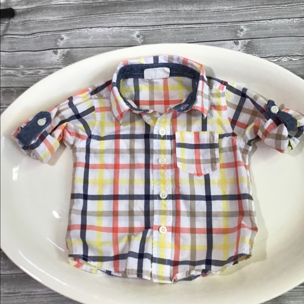 - Crazy 8 boys size 6-12 months plaid button shirt